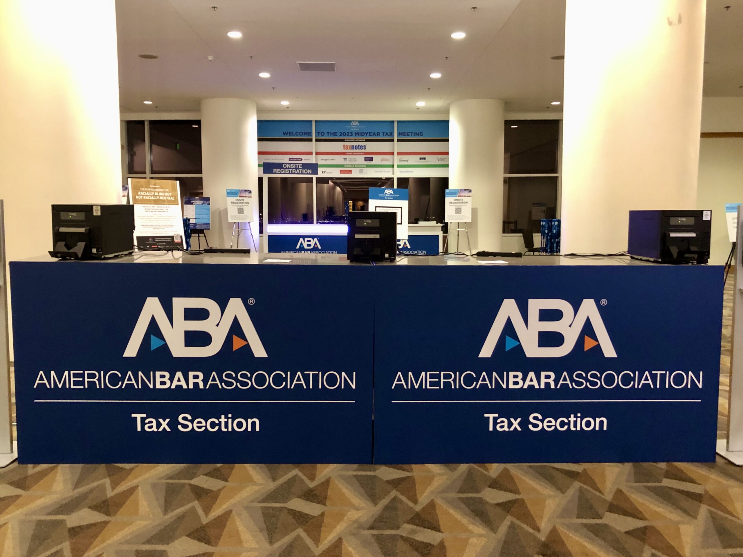 American Bar Association Tax Section tables at the Hilton San Diego Bayfront
