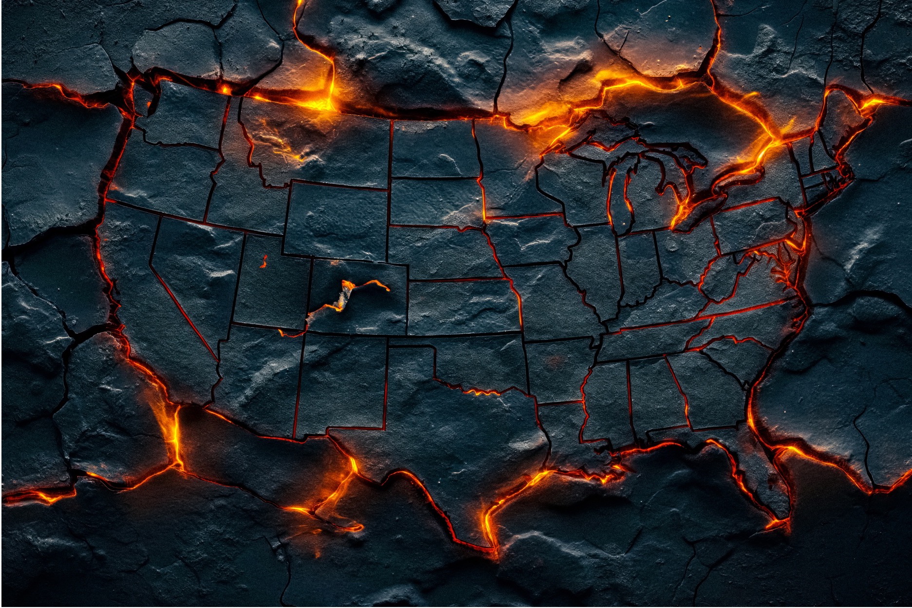 Charred map of USA