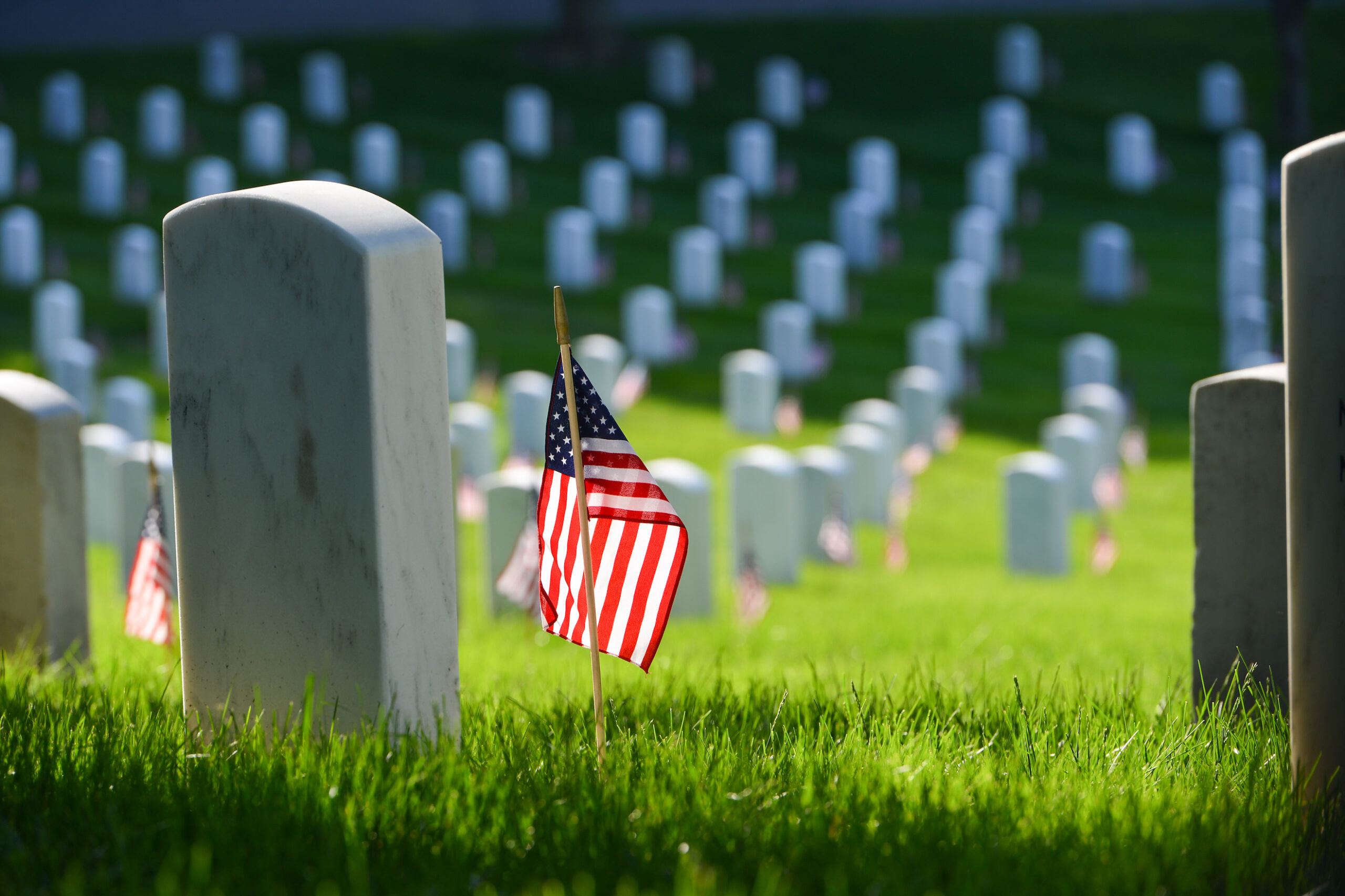 Arlington National Cemetery - Headstones and U.S. flags