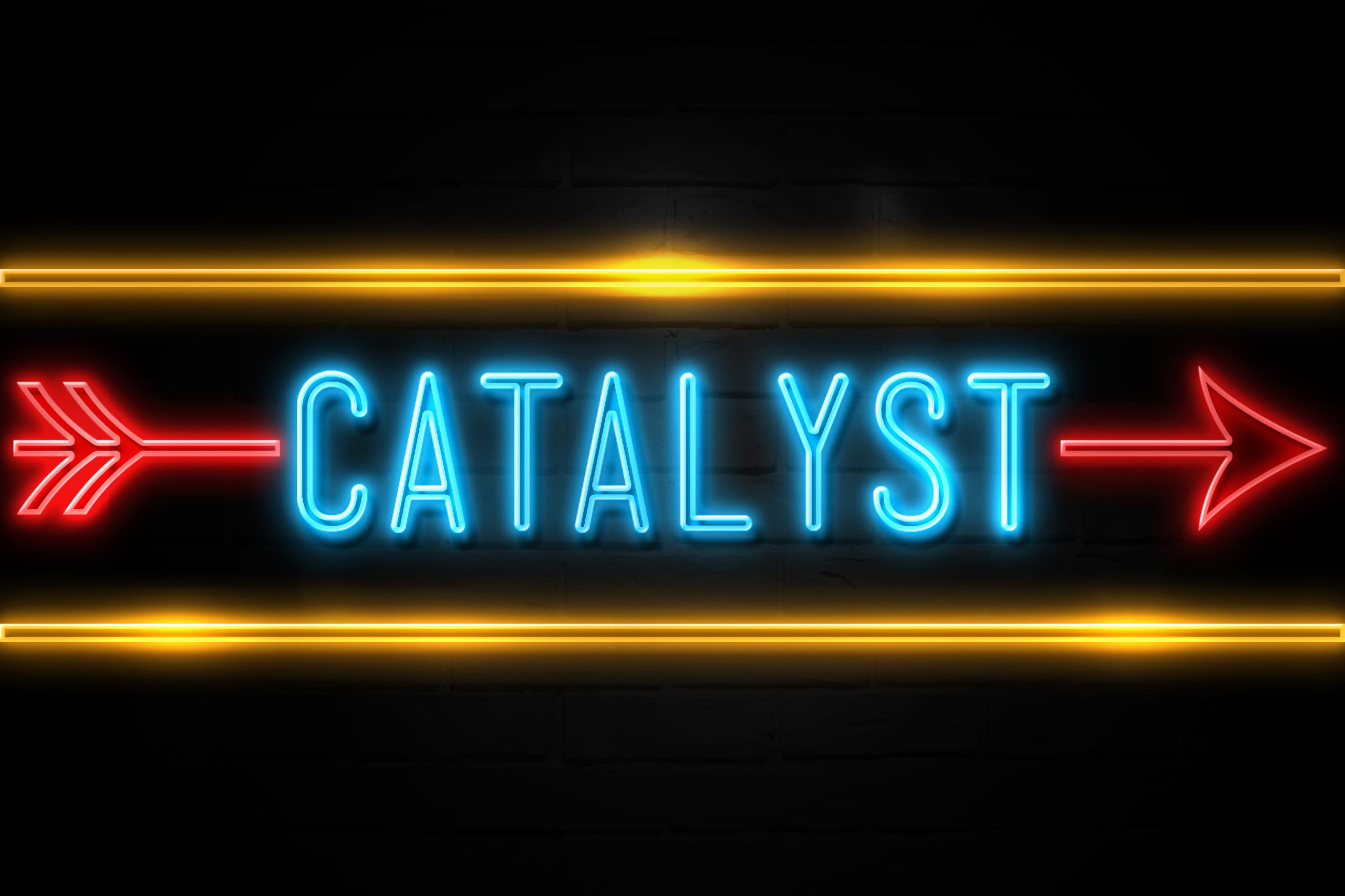 Catalyst - fluorescent Neon Sign on brickwall