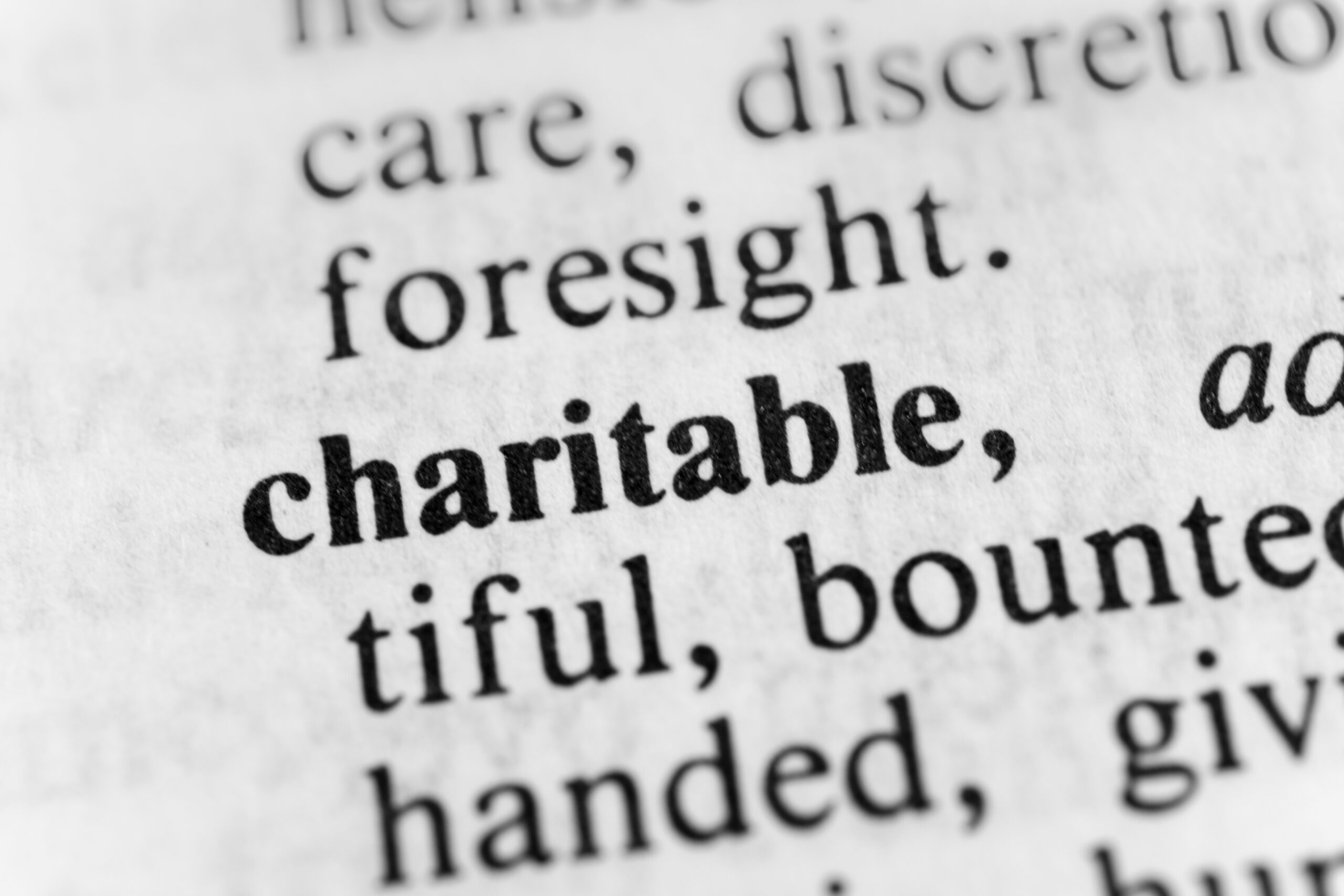 "charitable" as it appears in a dictionary