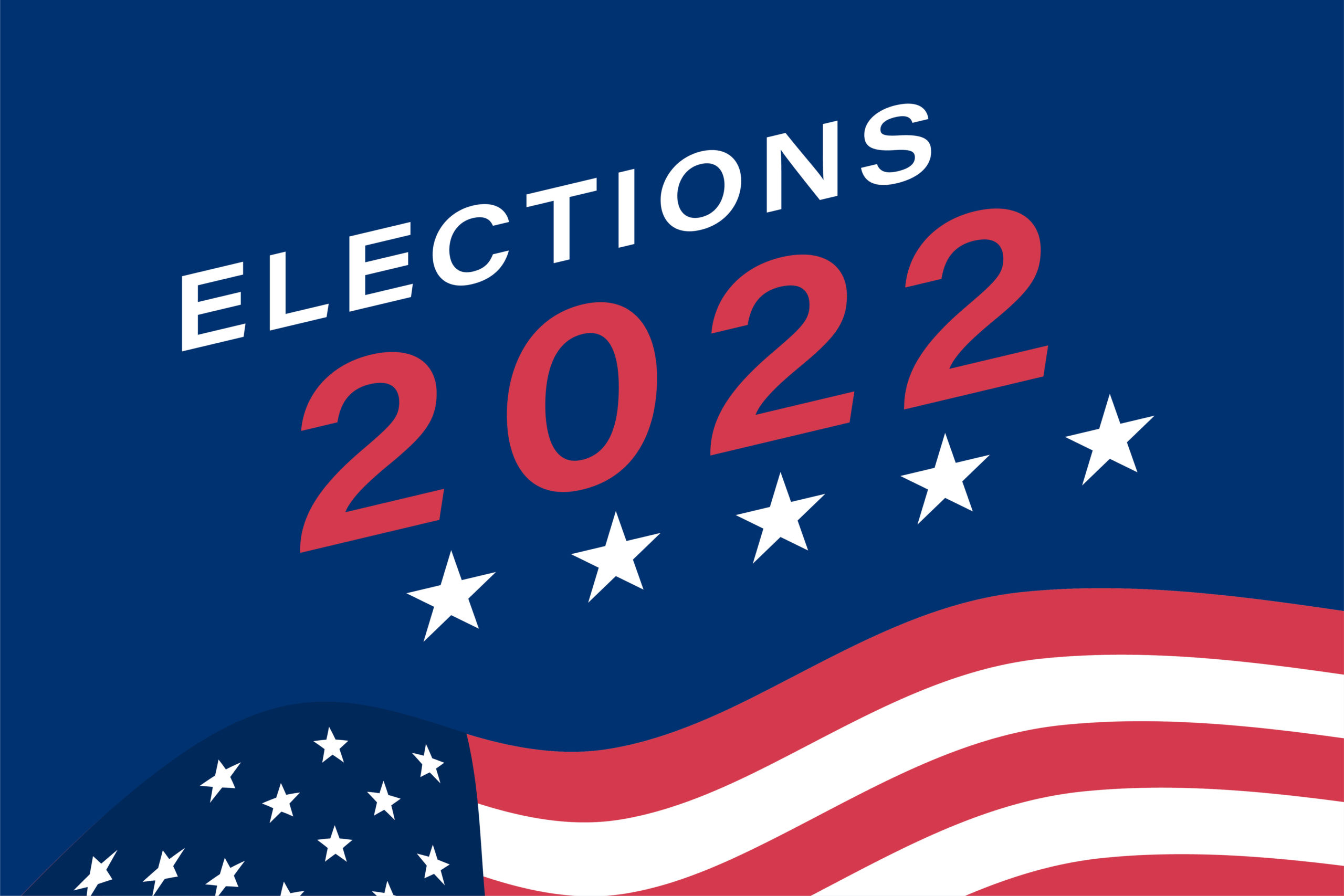 Elections 2022 on background including part of US flag