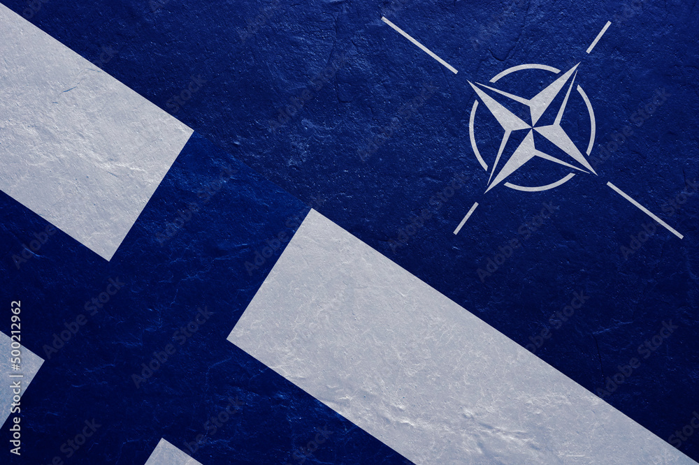 Finland flag and NATO symbol