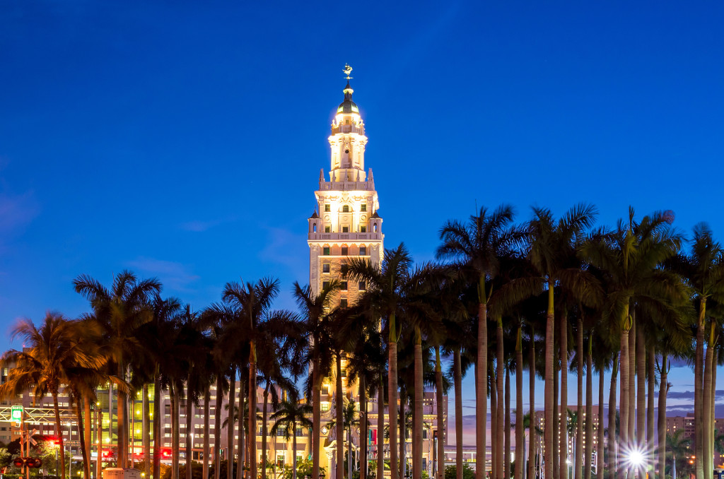 Freedom Tower at twilight in Miami, Florida