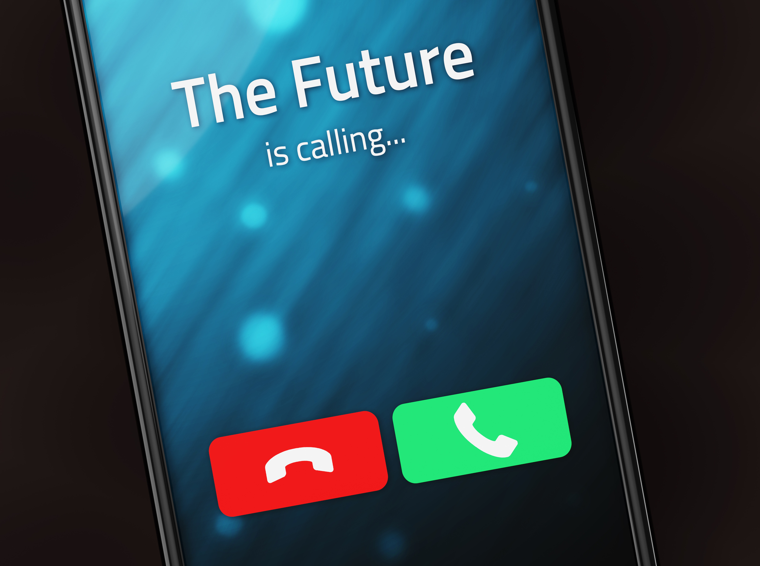 Incomming call from The Future on a smartphone