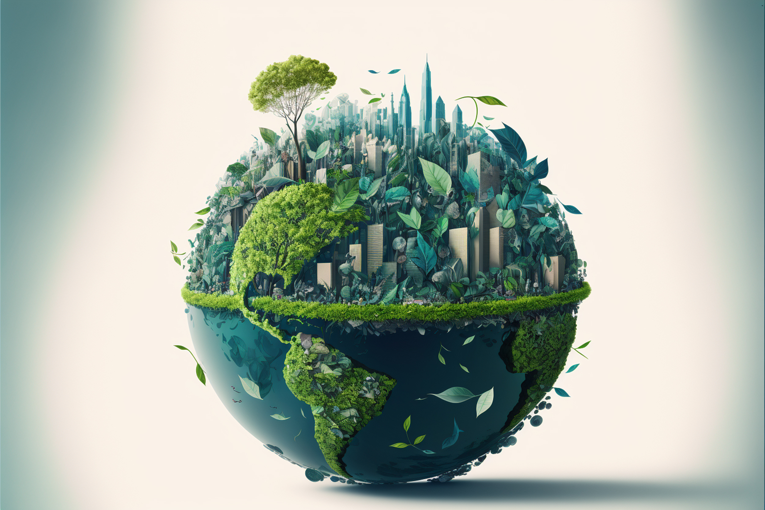 3-D model of globe with trees (concept of ecology)