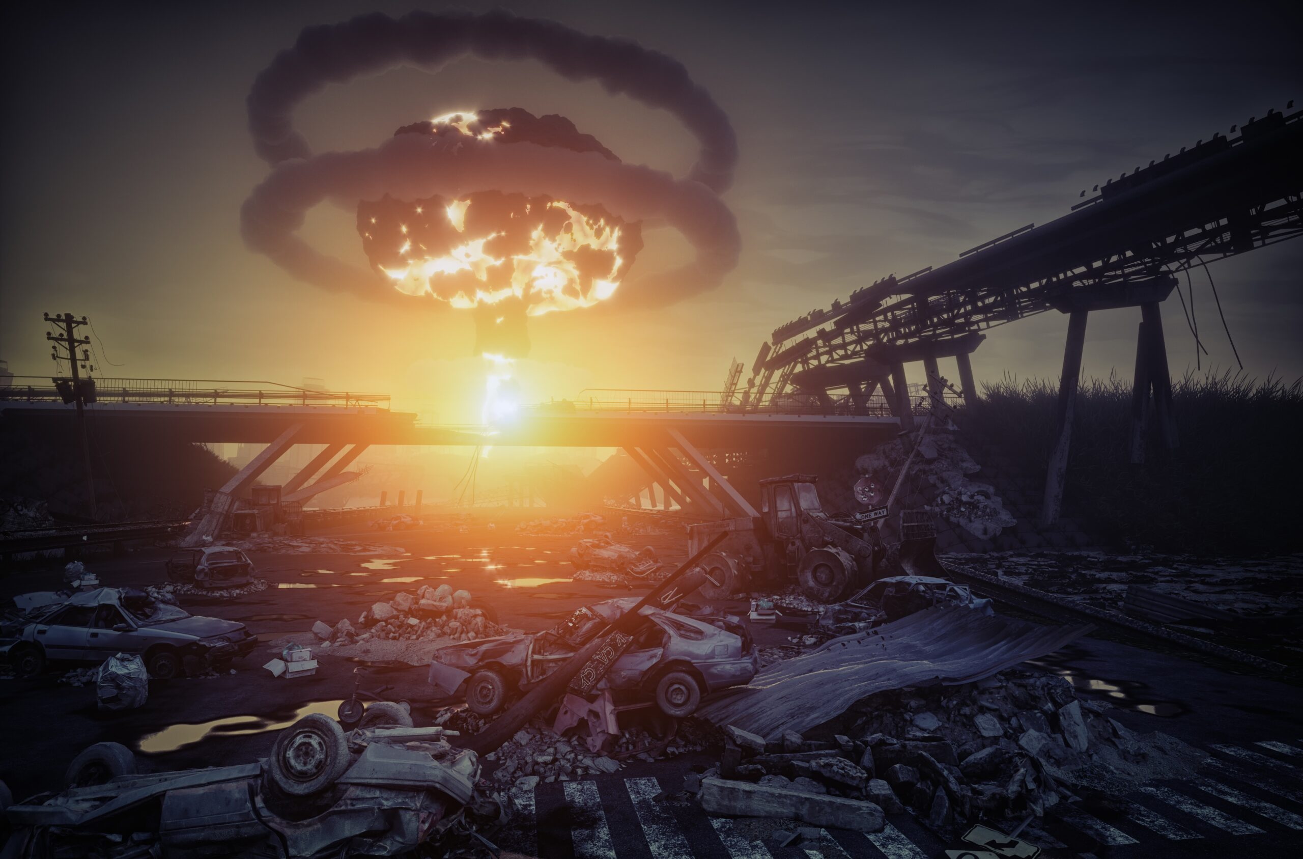 graphic of nuclear explosion and destruction