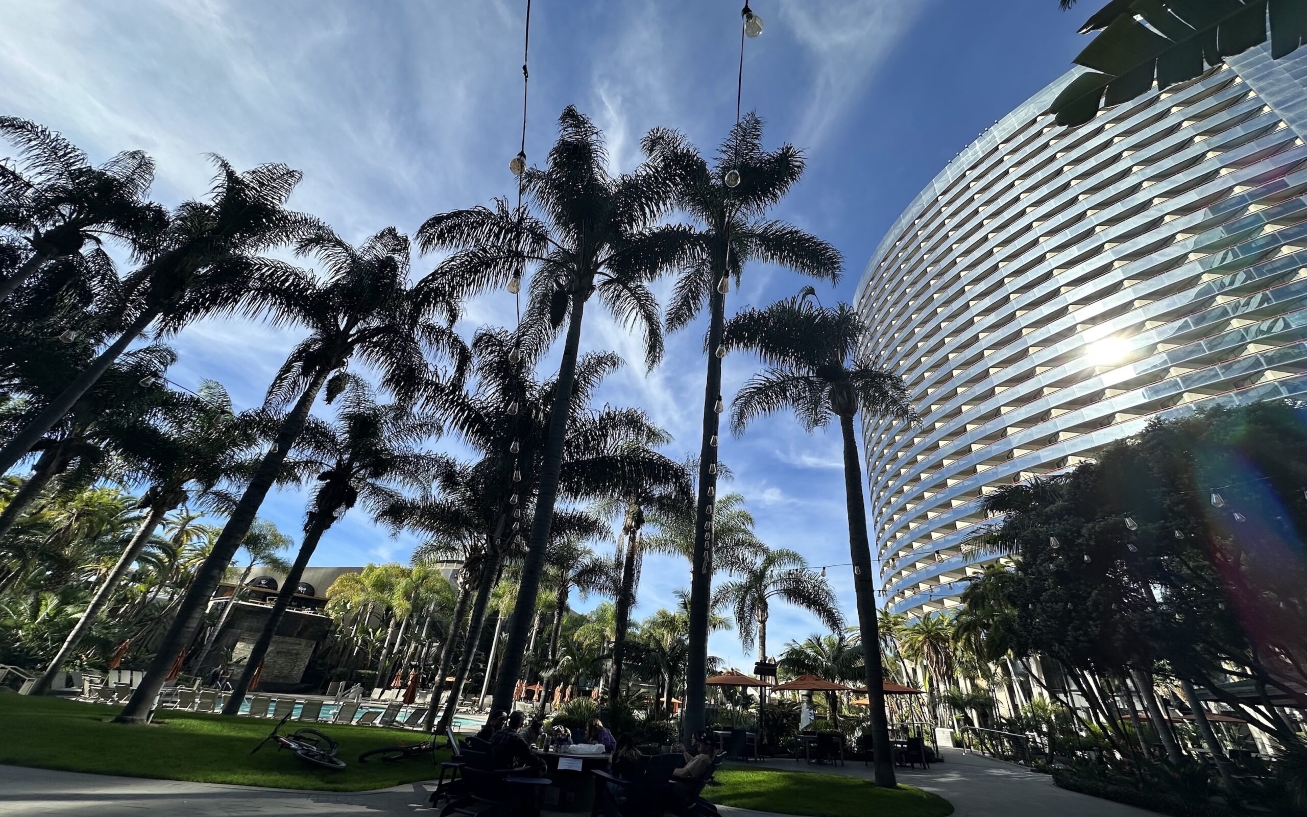 San Diego Marriott Marquis with palm trees in the foreground