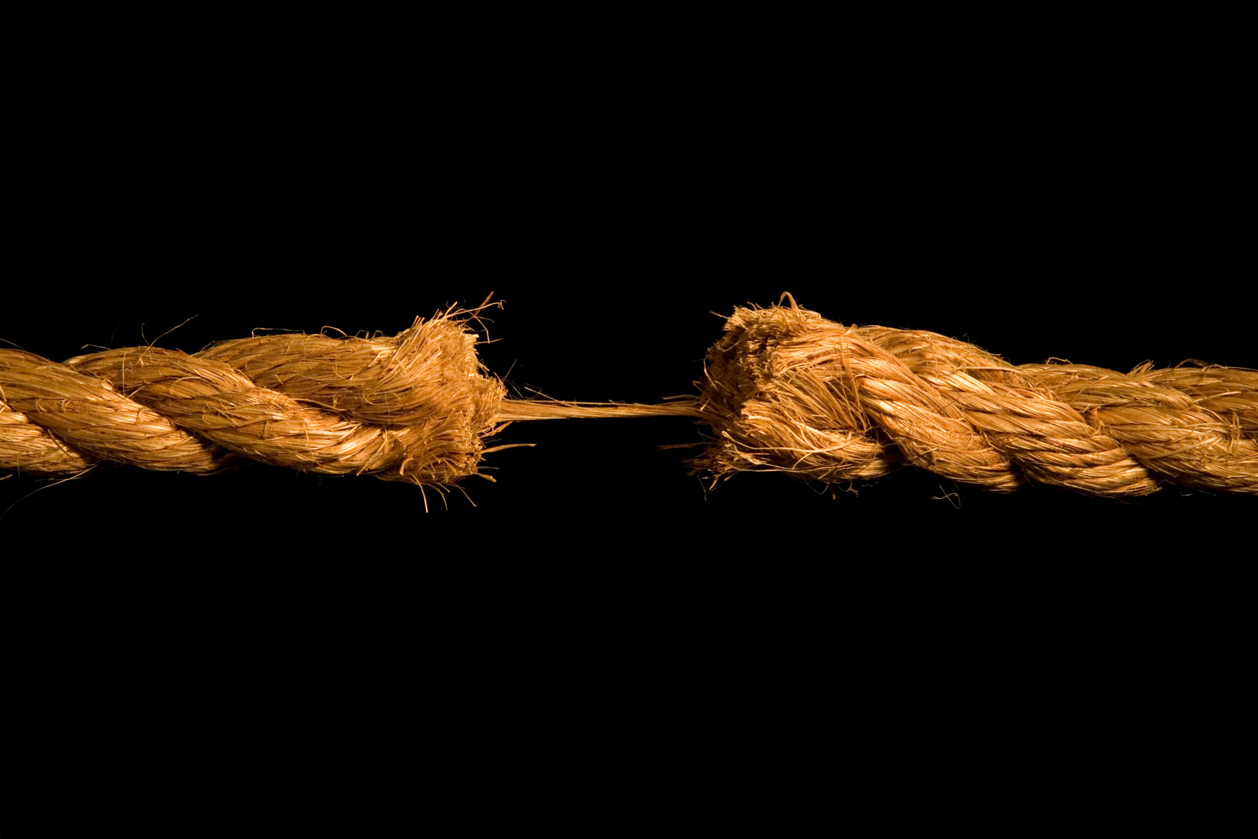 A rope frayed to the breaking point