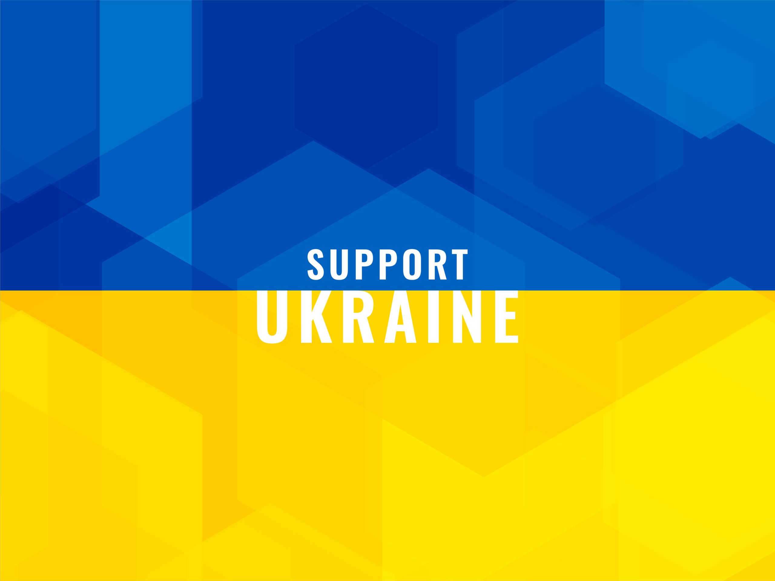 Support Ukraine text with Ukraine flag theme