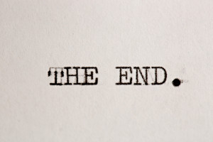 Close up view - The end - written on an old typewriter
