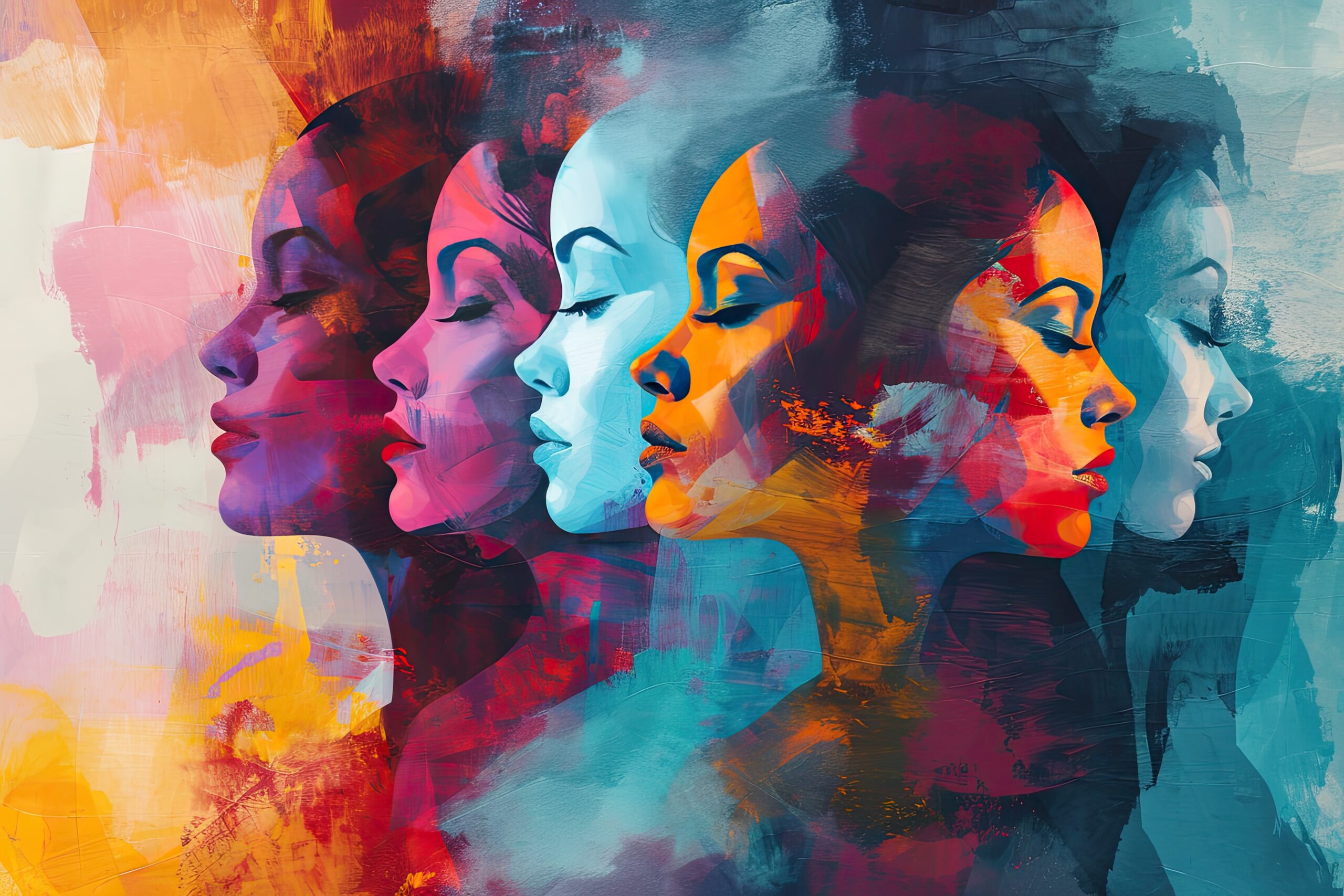 Colorful illustration of a group of women